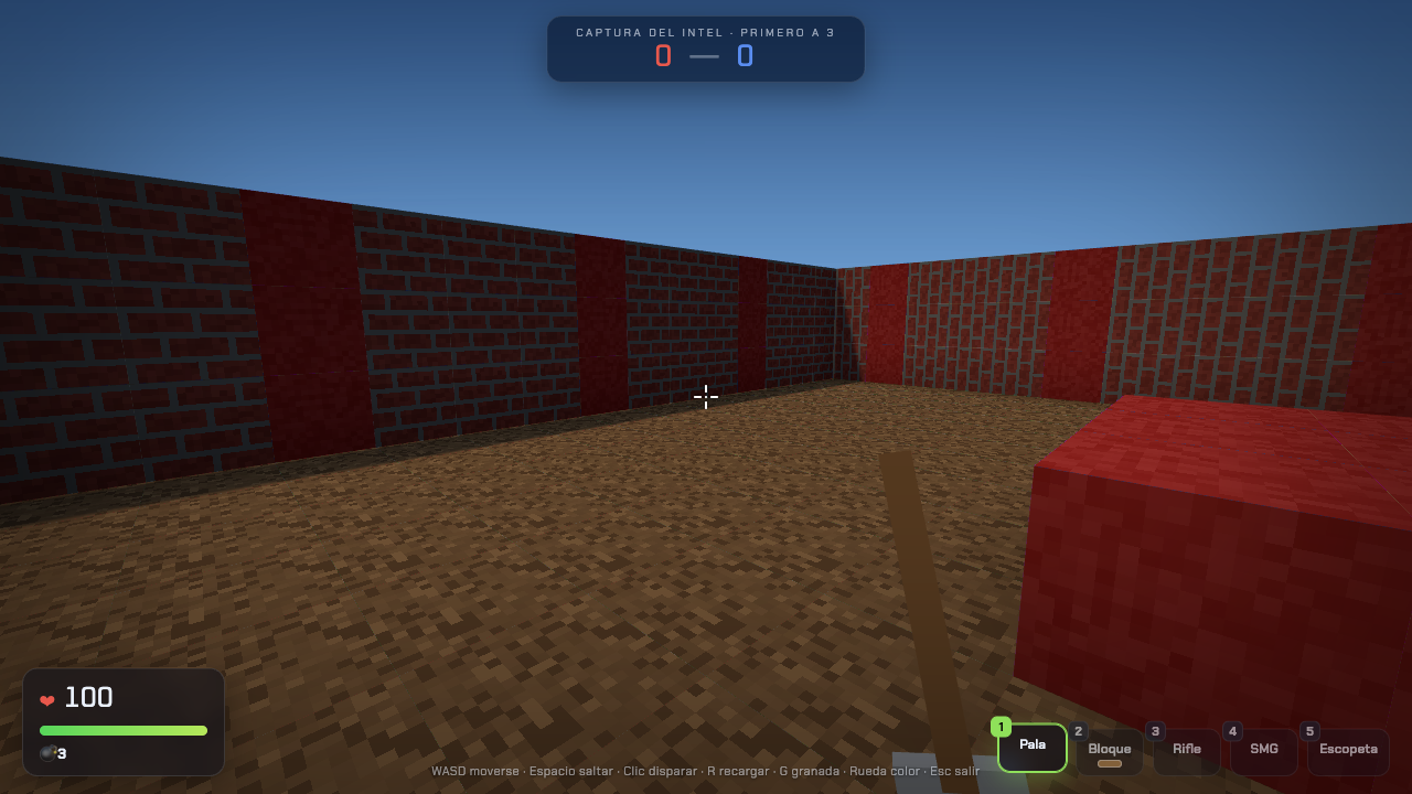 Wide view of the SolCraft voxel arena